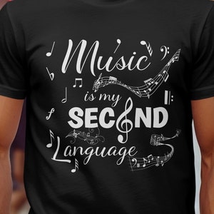 Musik ist meine zweite Sprache | Musikliebhaber-Shirt | Geschenk für Lehrer | Musik-Lehrer-Sweatshirt | Musiklehrer | Musiker Shirt