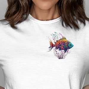 Fish Lover Shirt, Fish Addict Tee, Gift for Fish Lover, Blue Fish t-shirt, Modern Art Fish T Shirt, Fish shirt, Fish Art tshirt, Fish gift