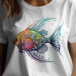 Fish Lover Shirt, Fish Addict Tee, Gift for Fish Lover, Blue Fish t-shirt, Modern Art Fish T Shirt, Fish shirt, Fish Art tshirt, Fish gift
