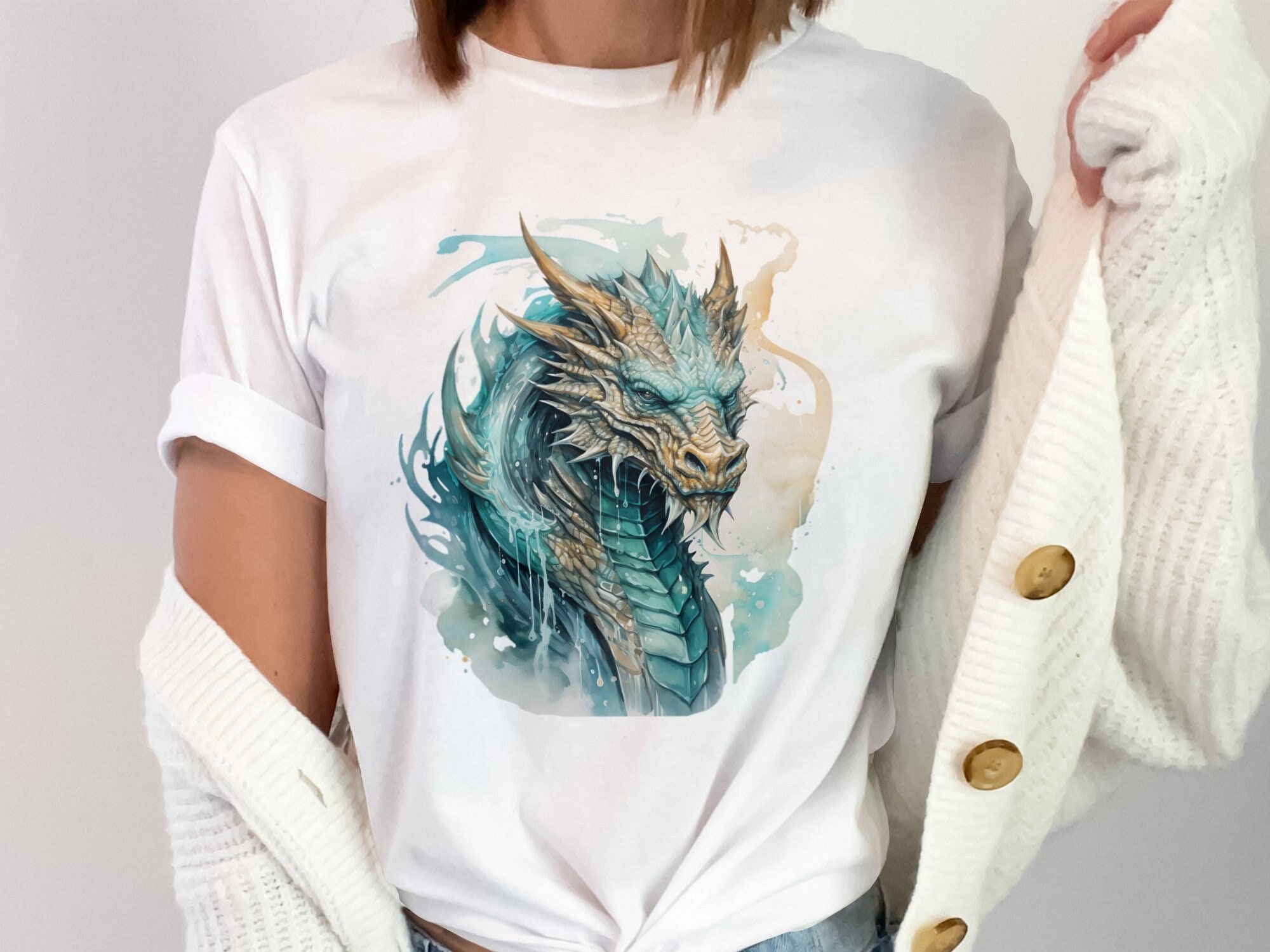 Camiseta Con Diseño De Dragón Verde Con Ilustración
