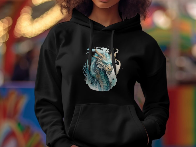 Blue Green Dragon Head Tshirt Stunning Fantasy Design Featuring a Bold