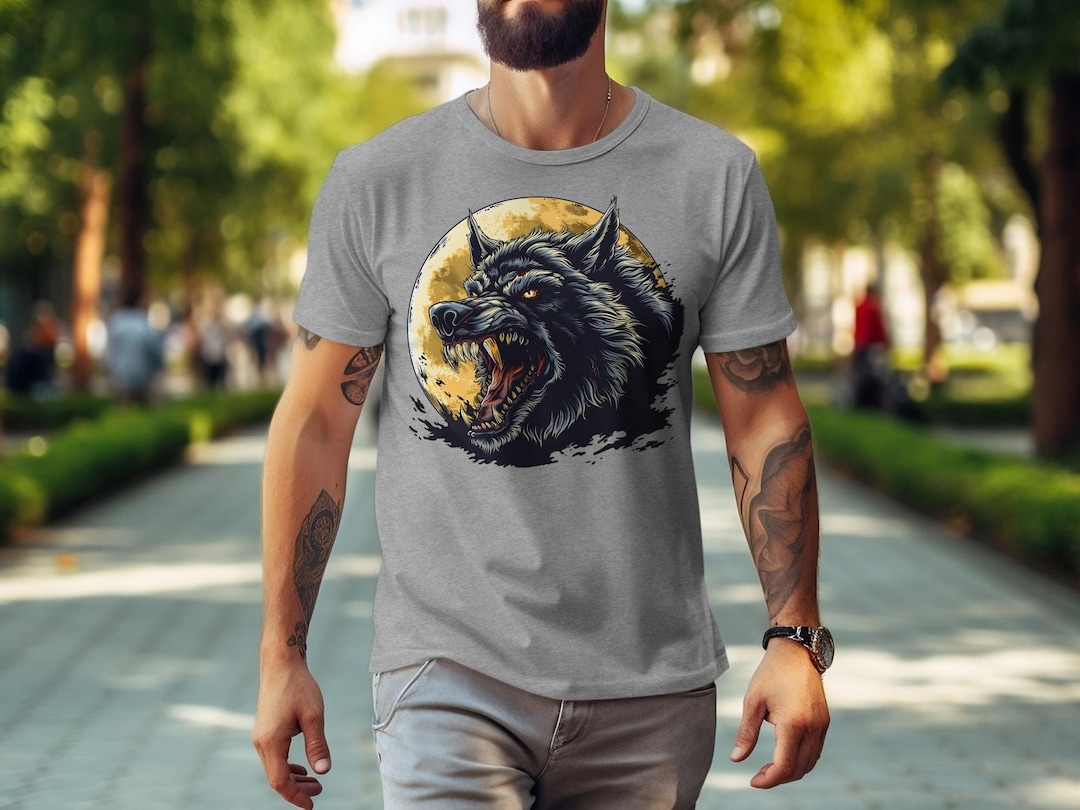 Horror Werewolf T-shirt, Wolf Full Moon Shirt, Grunge Clothing ...
