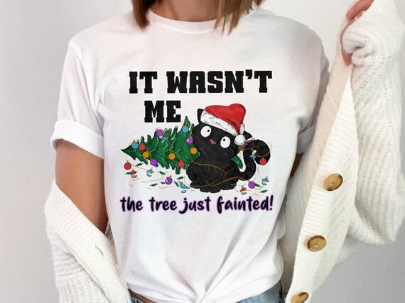 Cat Lover Christmas Tree With Santa Hat And Black Cat Gift T-Shirt Cat Lover Christmas Tree With Santa Hat And Black Cat Gift T-Shirt