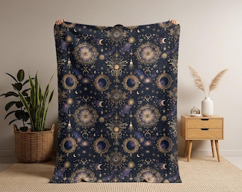 Celestial Moon & Stars Blanket – Galaxy Cosmic Throw