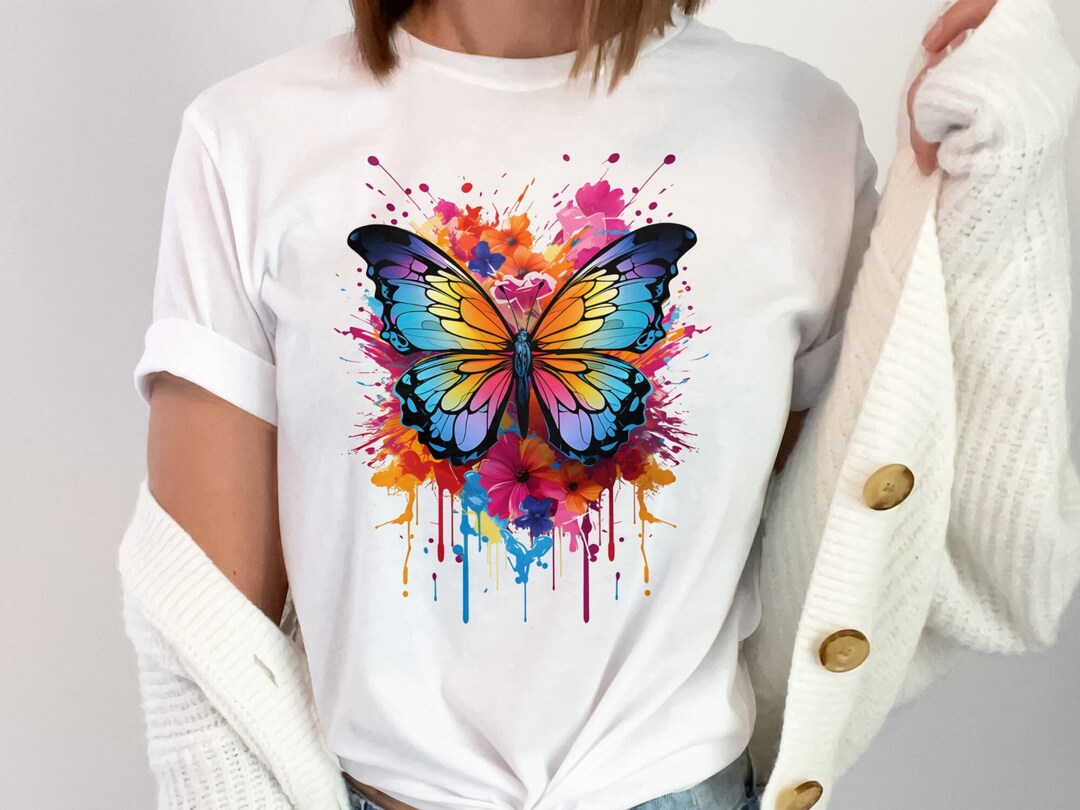 YELLOW BUTTERFLY BEADED FLORAL T-SHIRT