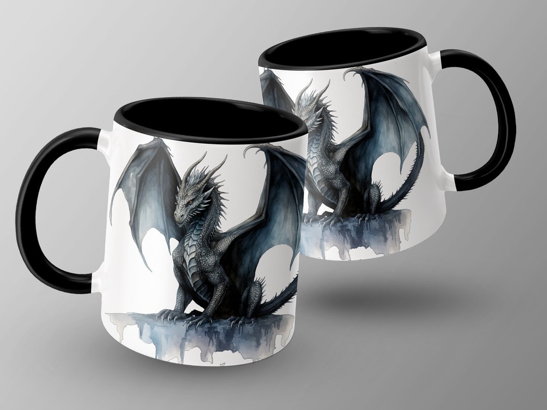 Black Dragon Coffee Mug, Mythical Wings, Fantasy Lover Gift - Etsy