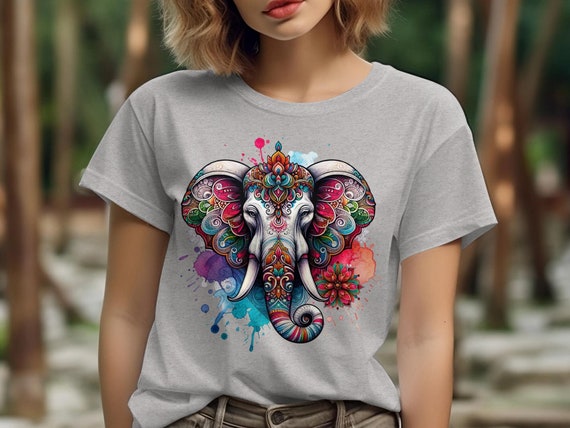 Elephant Lover T Shirt; Colorful Elephant T Shirt; Mandala Elephant Lover T Shirt; Colorful Elephant T Shirt; Mandala