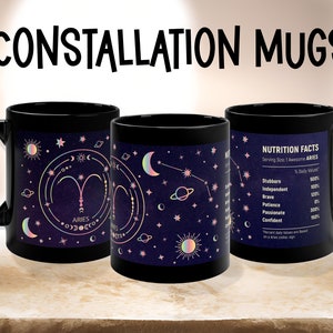 C&L Color Changing Mug Hot Cold Heat Sensitive 12 Constellations Pattern  Changing Ceramic Cup