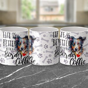 Life is Better with a Border Collie Mug – Adorable Border Collie Head Graphic, Perfect for Dog Lovers and Pet Parents
