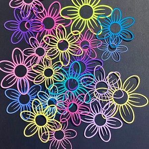 Die cut paper flowers for card making |multicolor daisies for scrapbooks and journals, spring scrapbooking supplies embellishments