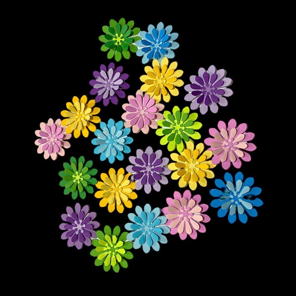 3D layered paper flower die cuts, card making supplies,  spring embellishments, scrapbooking cut outs, paper punches,  Mother’s Day