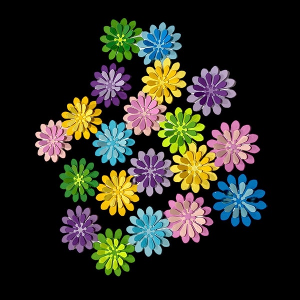layered paper flower die cuts, card making supplies,  spring embellishments, scrapbooking cut outs, paper punches,  Mother’s Day