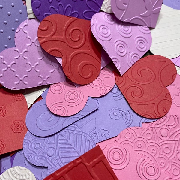 Embossed paper heart cutouts for scrapbook, card making |valentine heart die cuts for card making, decoration, embellishments,