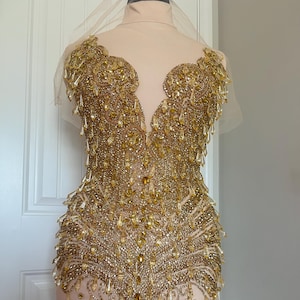 slim fit dress slacks Crystal Mesh Gold Dress with Underbust Metallic Gold Corset main image 1