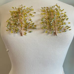 3d Rhinestone Applique/ 3d Embellishment/Item / Comes in pairs #179 Olive