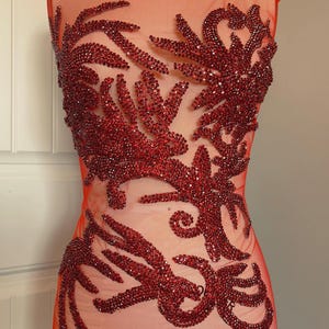 Dark Red Rhinestone Applique/ Red Bodice Applique 122