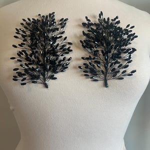 3d Rhinestone Applique/ 3d Embellishment/Item / Comes in pairs #179 Black