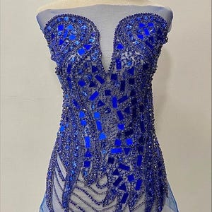 Koningsblauwe strass-appliqué/spiegelappliqué 052