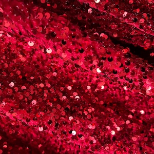Red Sequins Velvet Fabric/ 2 Way Stretch Sequins fabric By The Yard