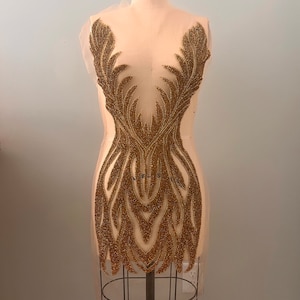 Gold  Bodice Appliqués/ Gold Rhinestone Bodice Applique/ 011