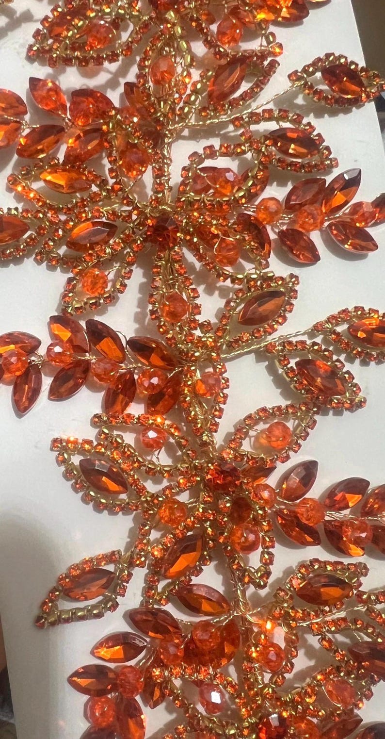 Orange Applique/ Burnt Orange 3d Rhinestone Applique/ Item #187 - Etsy