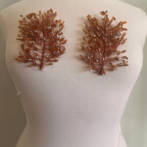 3d Rhinestone Applique/ 3d Embellishment/Item / Comes in pairs #179 Brown