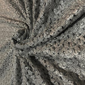 Silver Shiny Metallic Lace Fabric / Metallic Lace Fabric By The Yard