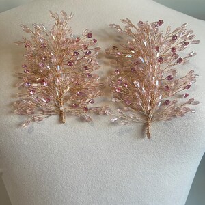 3d Rhinestone Applique/ 3d Embellishment/Item / Comes in pairs #179 Pink