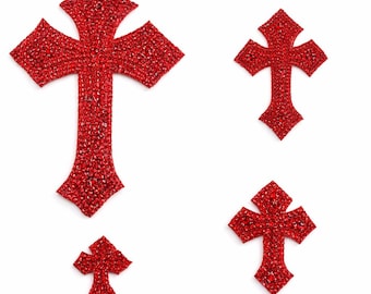 Red Cross/ Red Rhinestone Cross Applique/#151