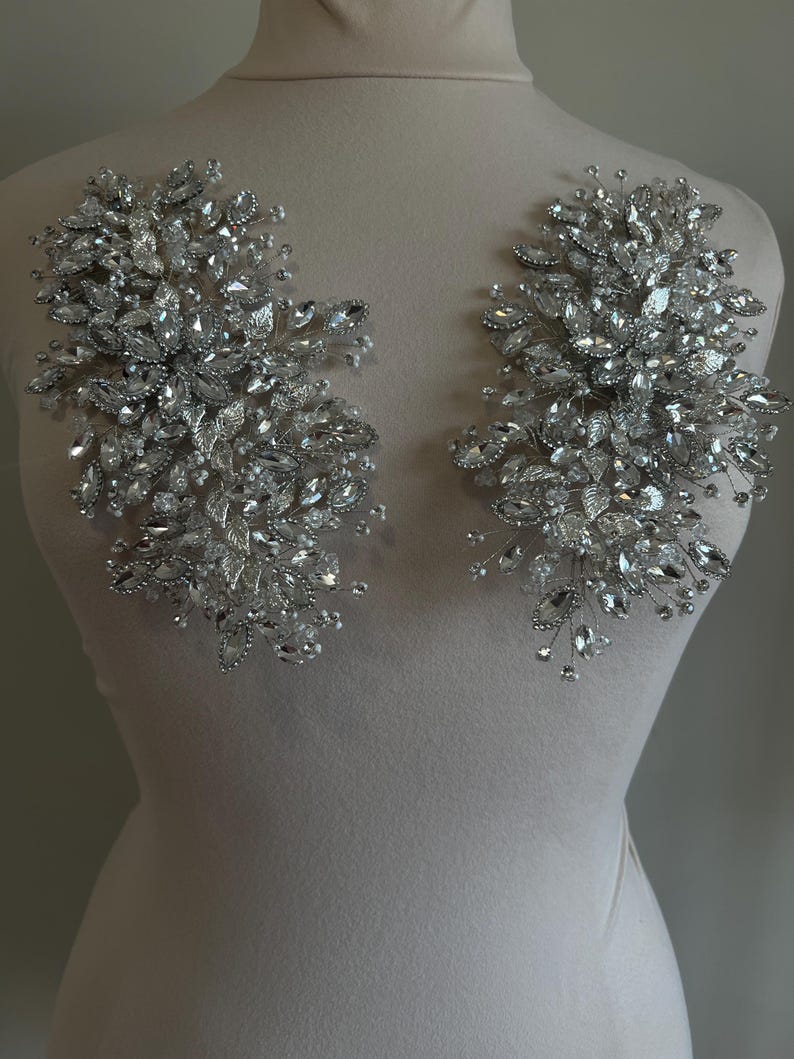 Silver 3d Applique/ Silver Metal Floral Embellishment/ Price Is For The Pair/ Item #180 image 1