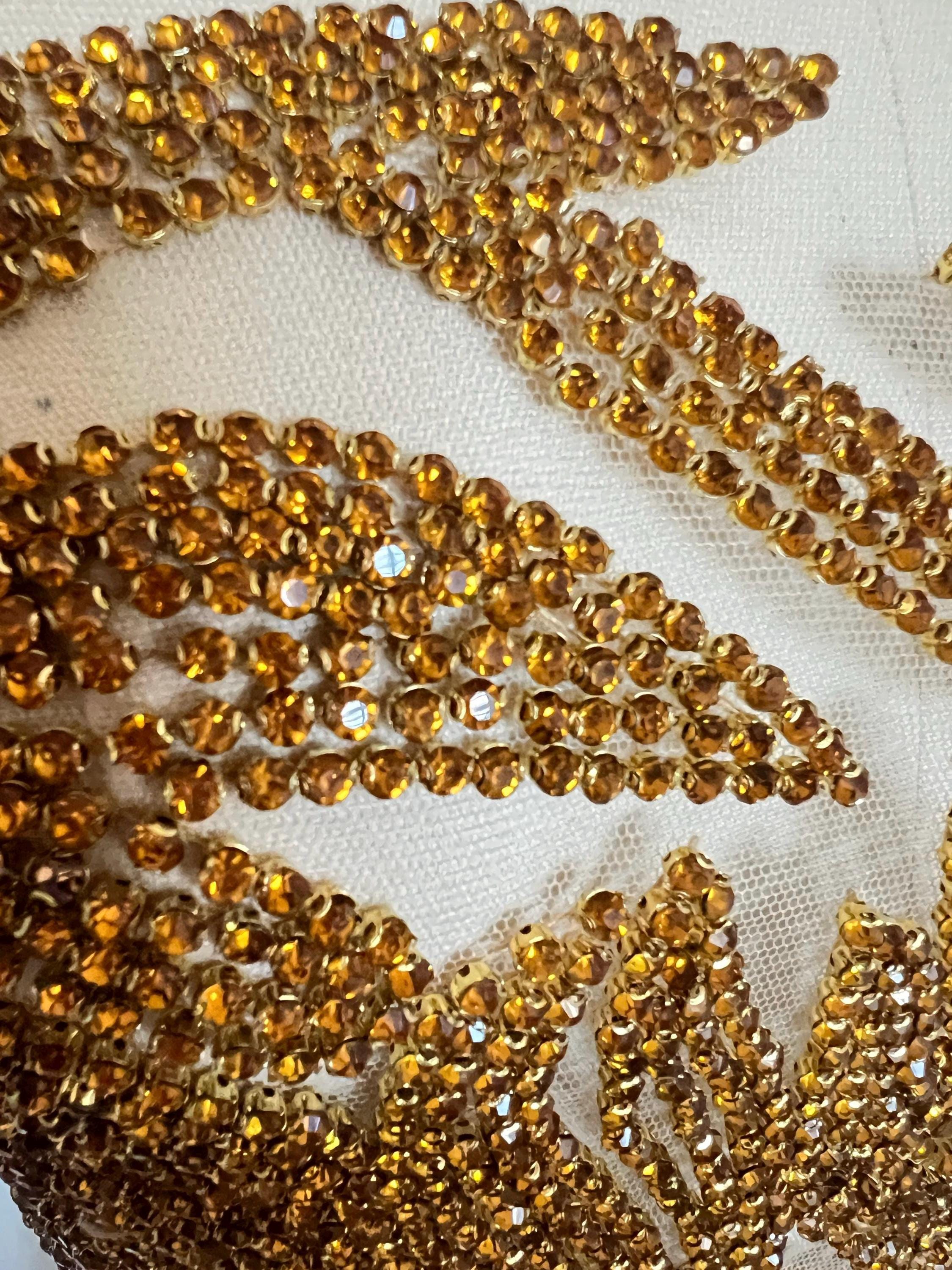 Deep Gold Rhinestone Bodice Applique 129 - Etsy