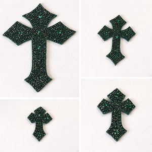Emerald green Cross/ Emerald Green Rhinestone Cross/#151