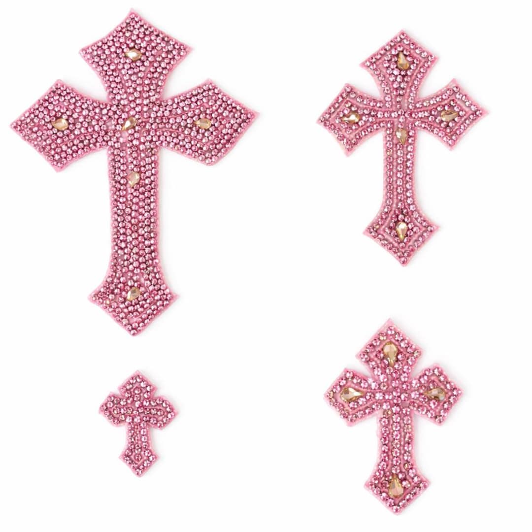 Pink Cross Button Pink Cross/ Pink Rhinestone Cross / #151 - Etsy