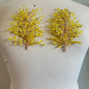 3d Rhinestone Applique/ 3d Embellishment/Item / Comes in pairs #179 Citrine yellow