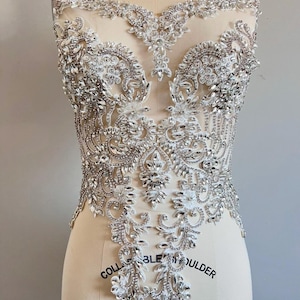 Silver Rhinestone Bodice Applique 059