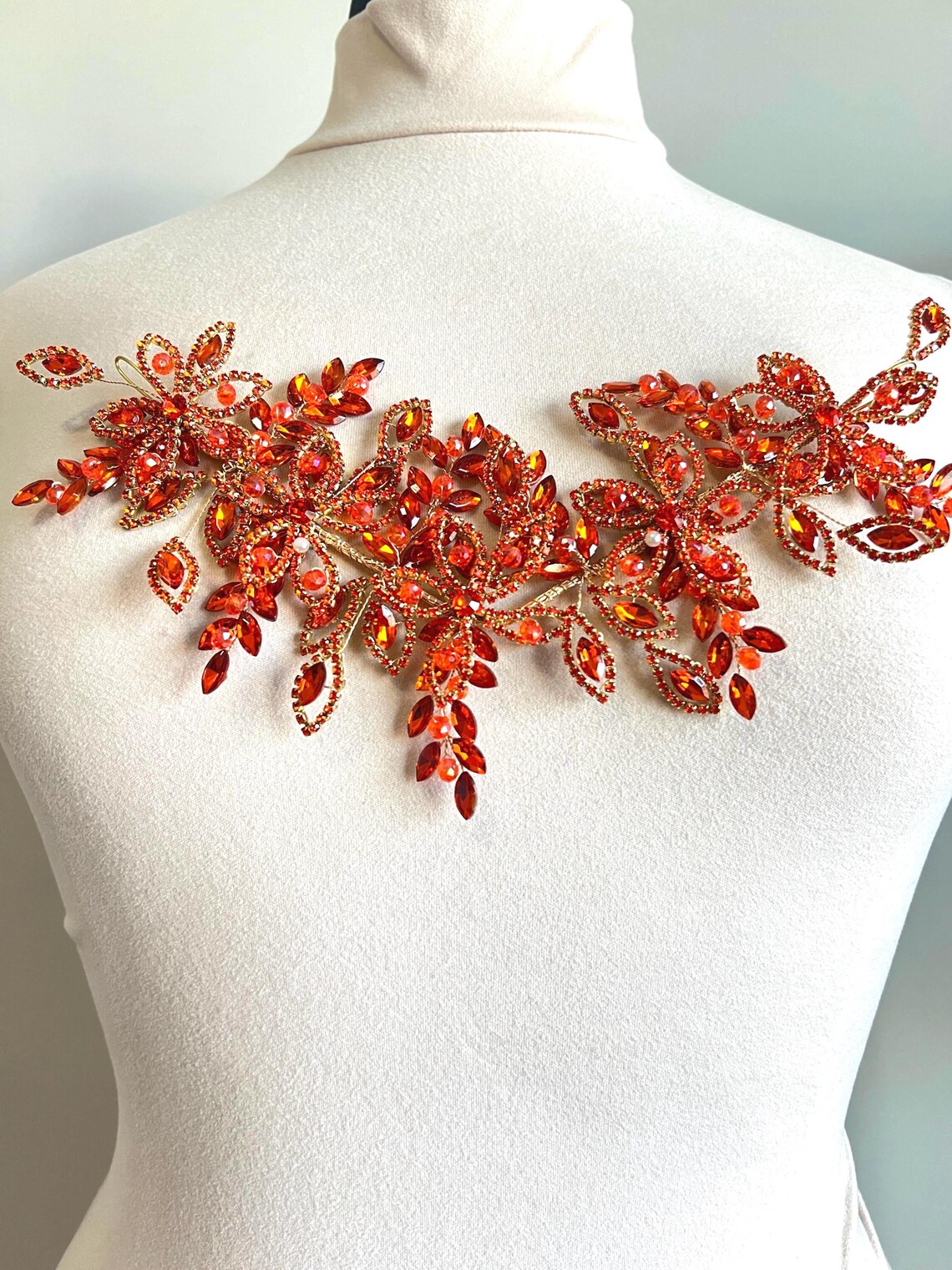 Orange Applique/ Burnt Orange 3d Rhinestone Applique/ Item #187 - Etsy