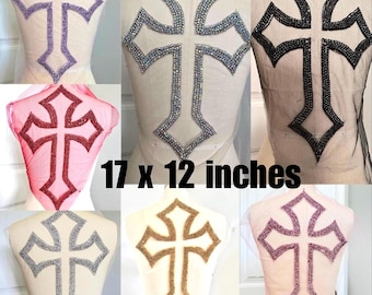 Cross Rhinestone Applique/Large Cross / Sew On Cross / #142