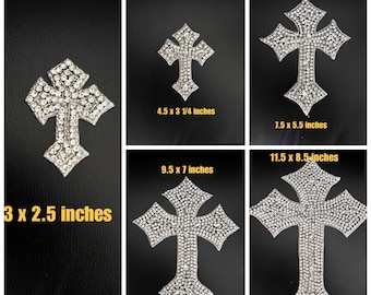 Silver Rhinestone Cross Applique /Rhinestone Cross Patches/ #151
