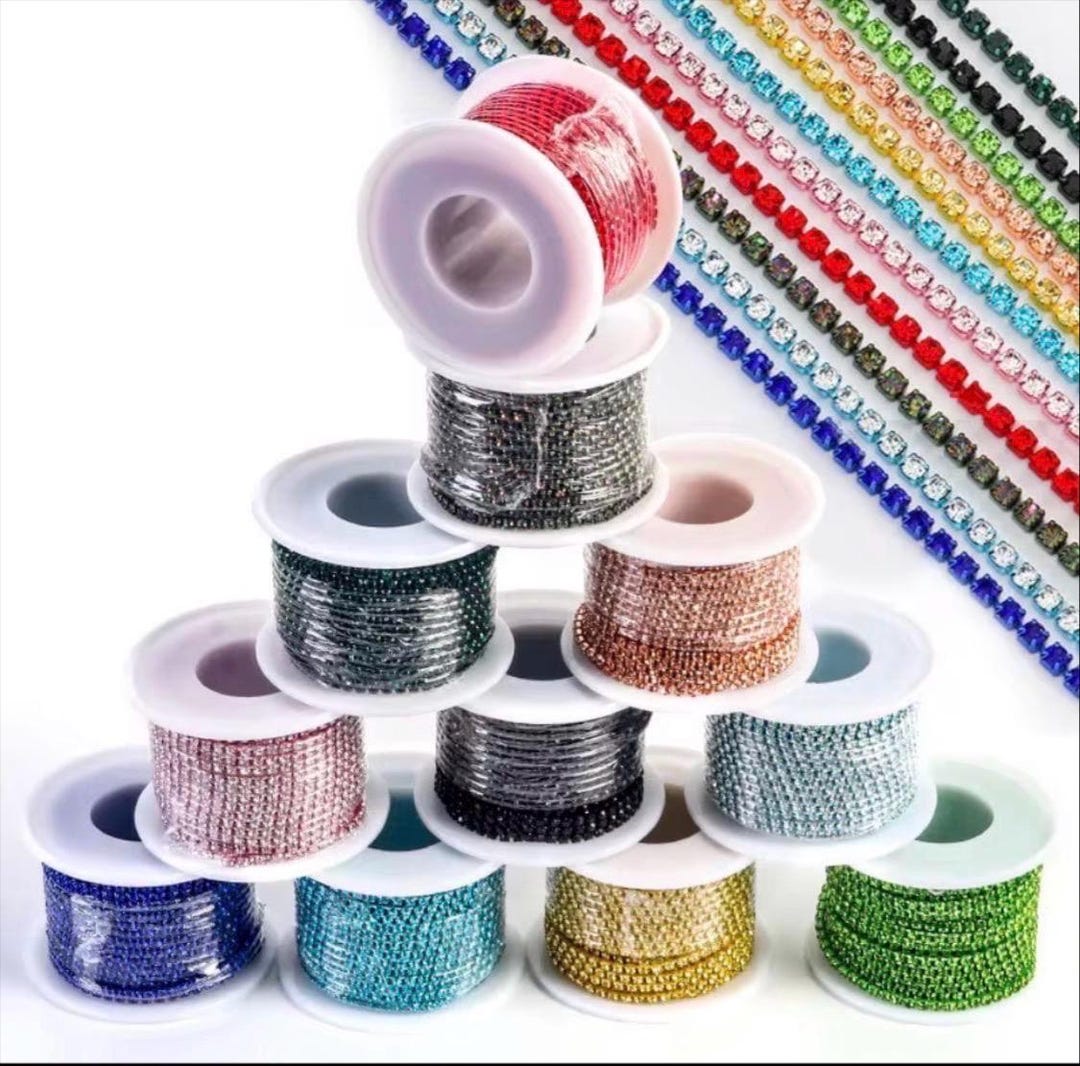 SS 12 Rhinestone Cup Chain/ 3MM Rhinestone Chain by the Yard/ 36 Inches ...