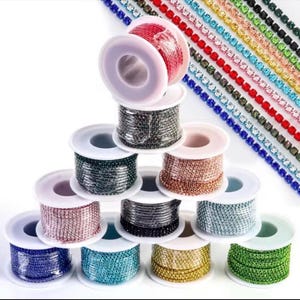 Cadena de copa de diamantes de imitación SS 12 / Cadena de diamantes de imitación de 3 mm cortada a medida / 36 pulgadas