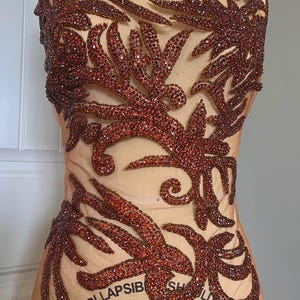 Brown Rhinestone Applique / Coffee Bodice Applique / Mocha Bodice Applique 076