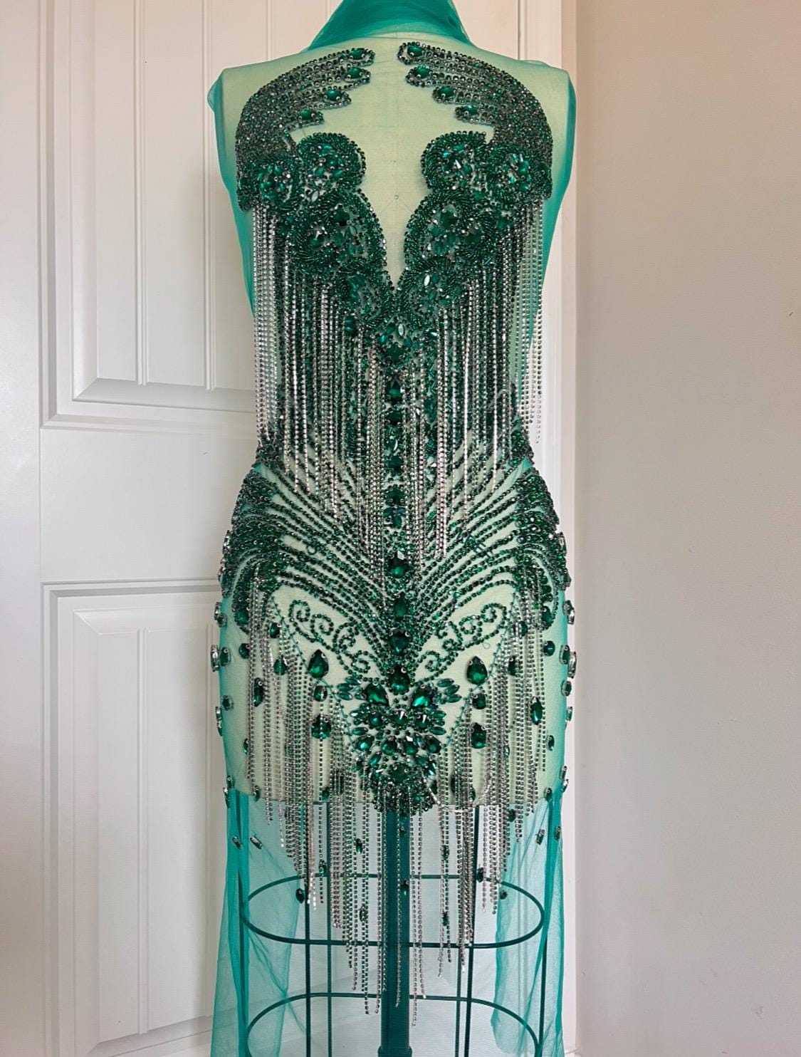 green emerald velvet dress Rachel Allan 40177 main image 1