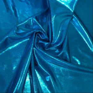Turquoise Blue 4 way stretch metallic medium weight fabric