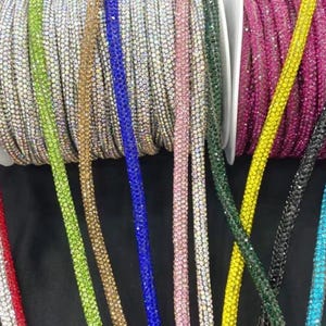 5mm Rhinestone Cord/ Rhinestone Rope/ Rhinestone trim Per Yard/ 36 inches per yard.
