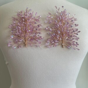 3d Rhinestone Applique/ 3d Embellishment/Item / Comes in pairs #179 Lavender