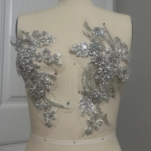 Silver Rhinestone Applique/ Price is for the Pair 018