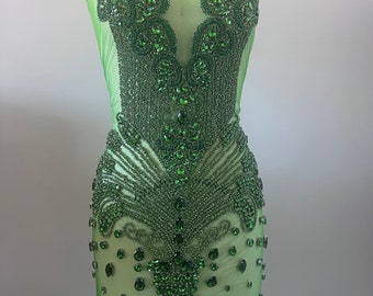 Green Rhinestone Bodice Appliqués/ Hunter Green Bodice Appliqués 016