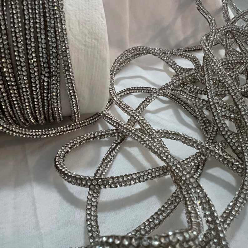 5mm Rhinestone Cord/ Rhinestone Rope/ Rhinestone Trim per Yard/ 36 ...
