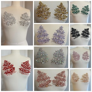 3d Silver Rhinestone Applique/ 3d Hair Embellishment / Price is for the pair/ # 145