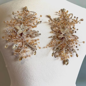 Aplique de champanhe/Aplicativo de strass floral champanhe 3d/item # 184